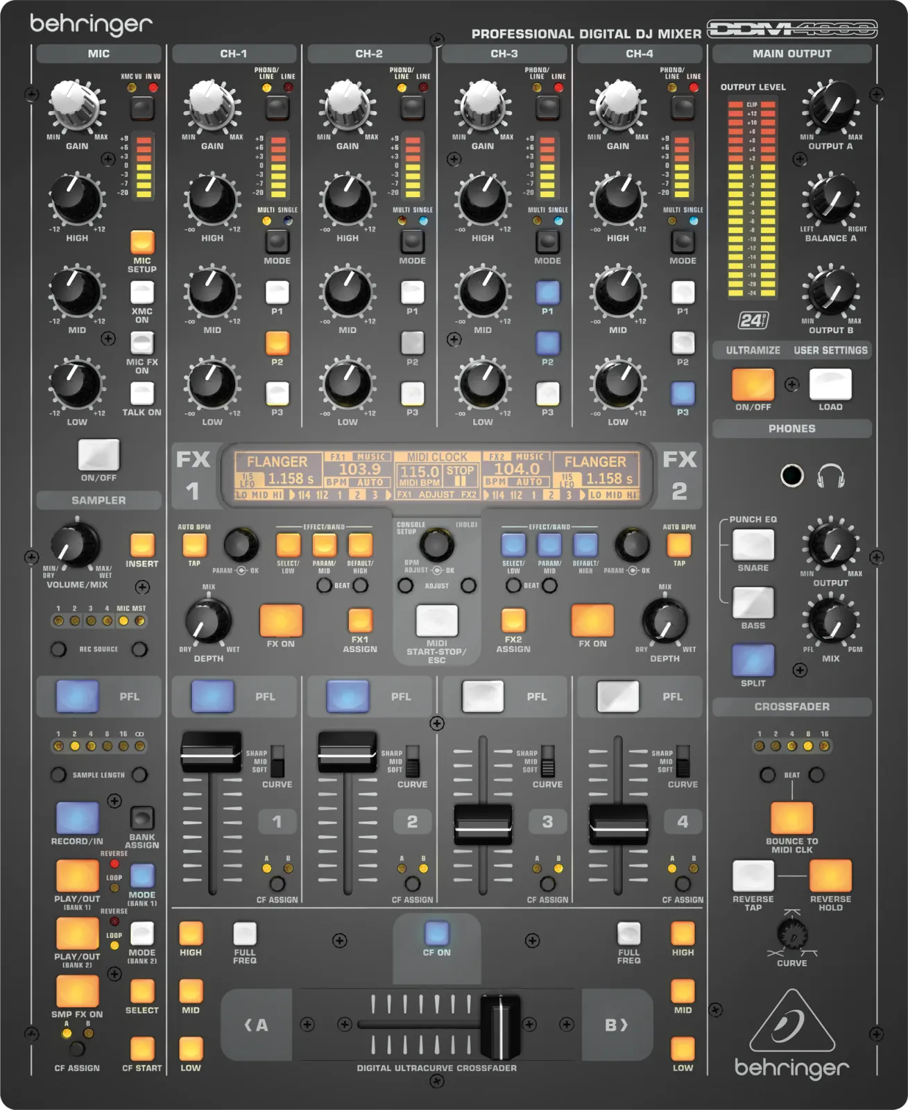 Behringer DDM4000 5-csatornás digitális DJ Pro mixer