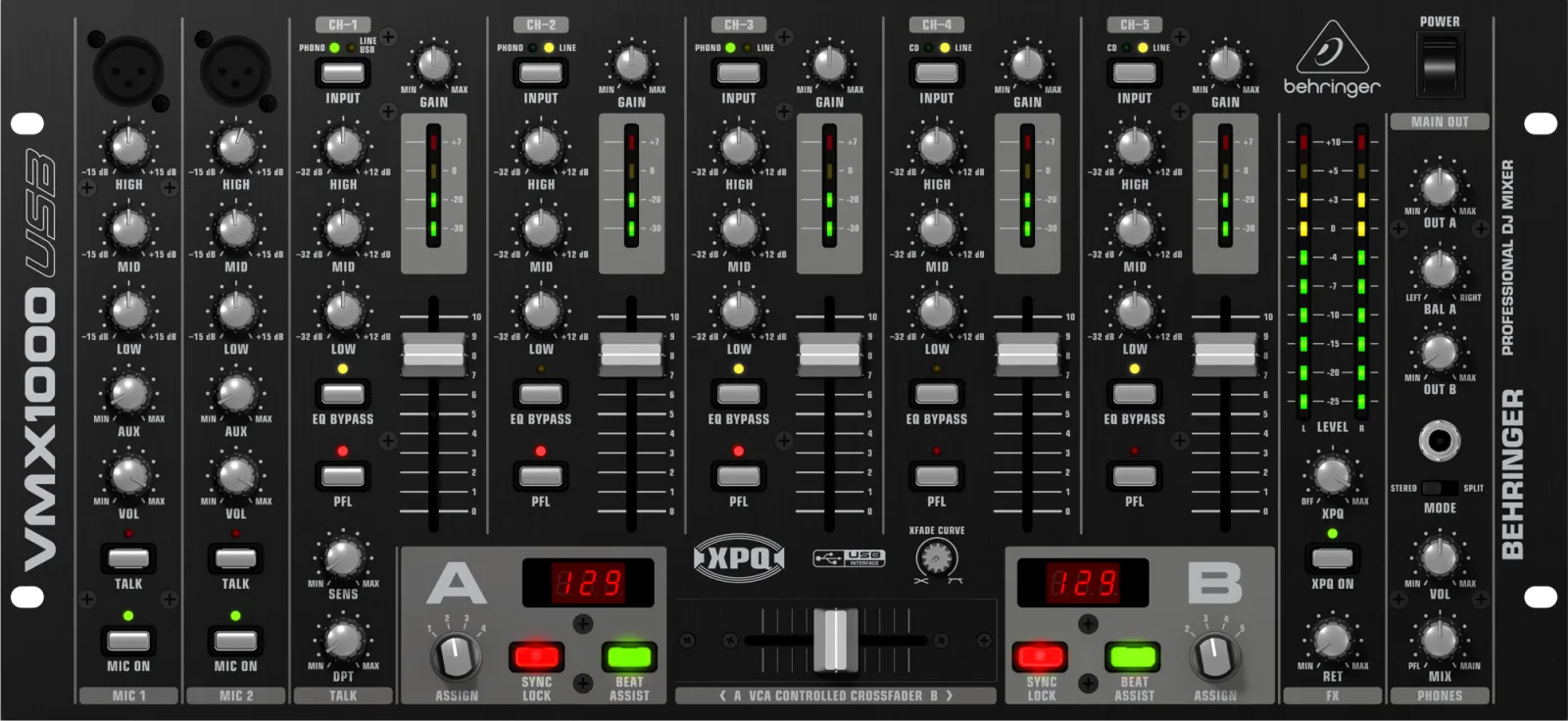 Behringer PRO MIXER VMX1000USB 7-Channel DJ Mixer