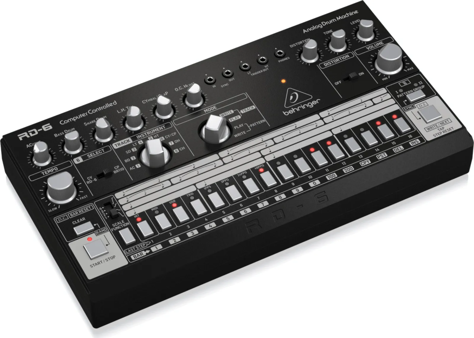 Behringer RD-6-BK Analog Drum Machine with Sequencer, Black
