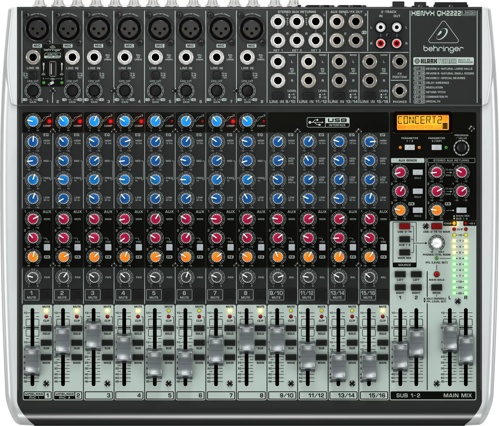 Behringer XENYX QX2222USB Analog Mixer and FX Processor