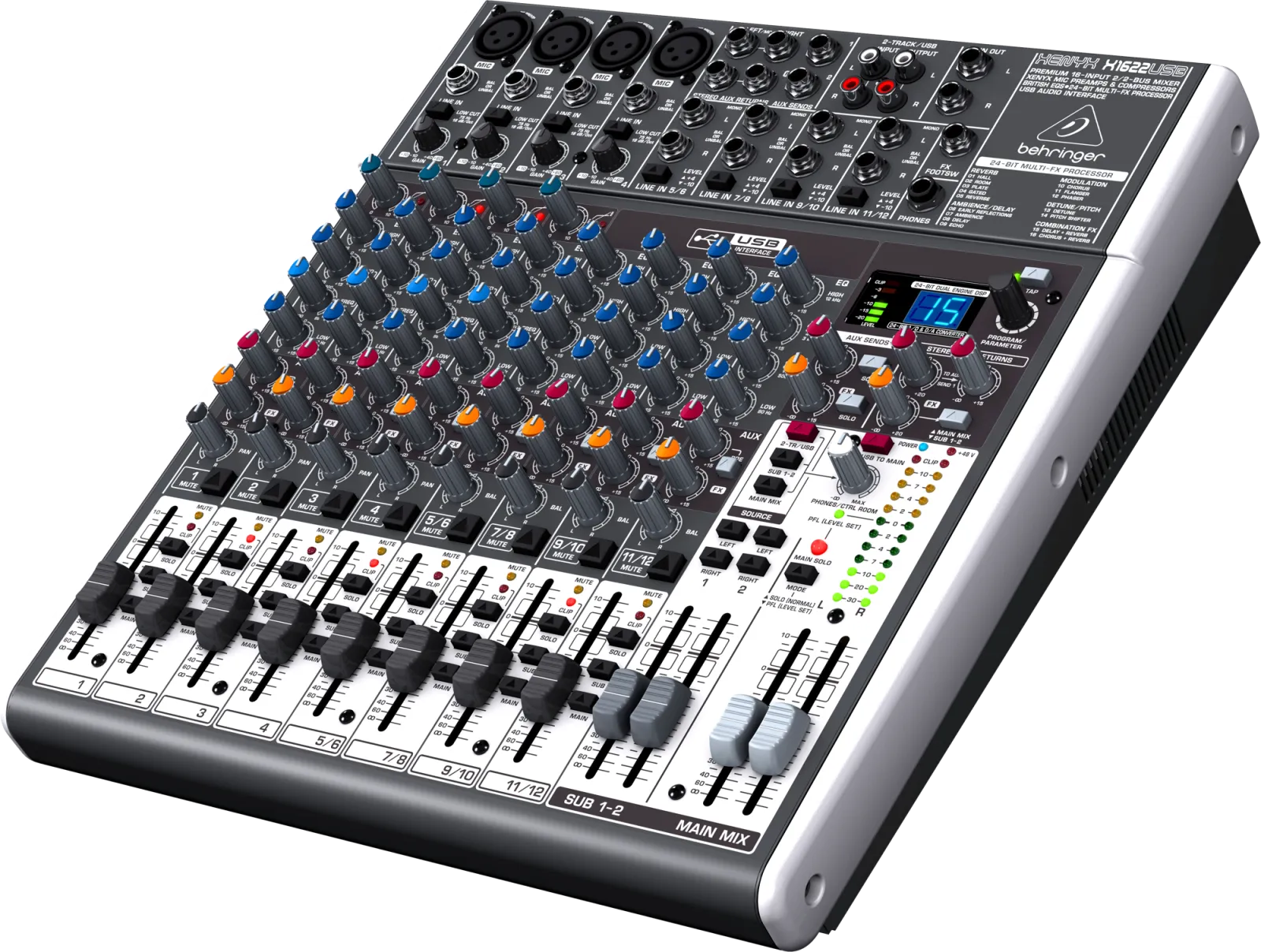 Behringer XENYX X1622USB Mixer with FX Processor 16 Input 2/2 Bus