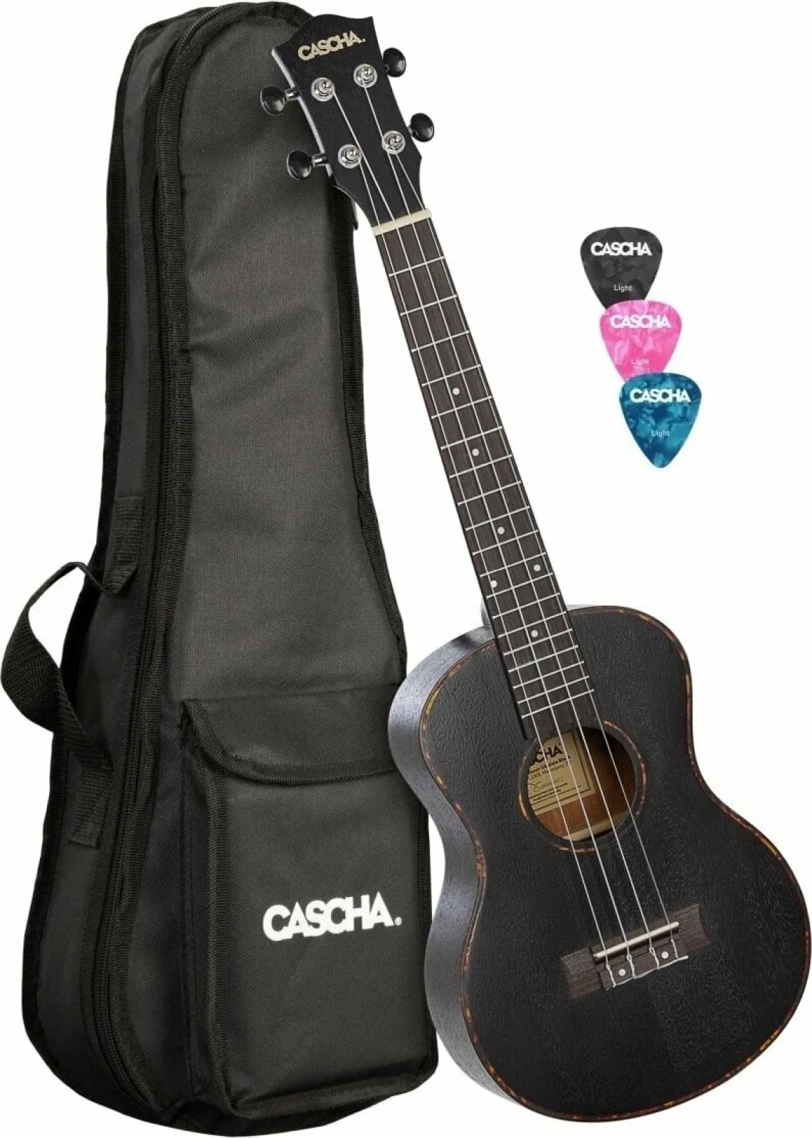 Cascha HH 2305 Prémium fekete tenor ukulele