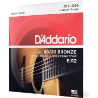 Daddario EJ12 80/12 Bronze Acoustic Guitar Strings Medium 13-56