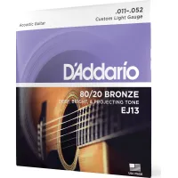 Daddario EJ13 80/20 Bronze Acoustic Guitar Strings Custom Light 11-52