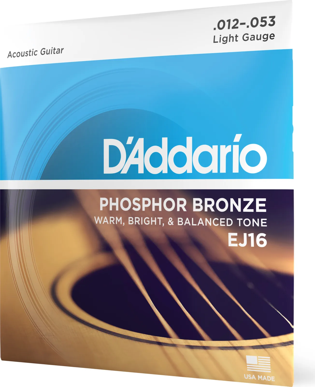 D'Addario EJ16 Phosphor Bronze Acoustic Guitar Strings Light 12-53