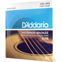 D'Addario EJ16 Phosphor Bronze Acoustic Guitar Strings Light 12-53