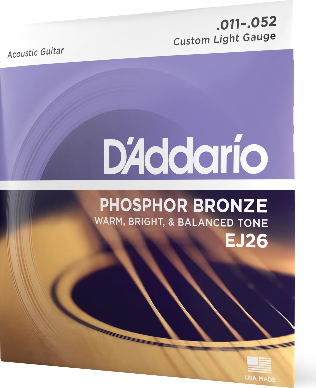 Daddario EJ26 Phosphor Bronze Acoustic Guitar Strings Custom Light 11-52