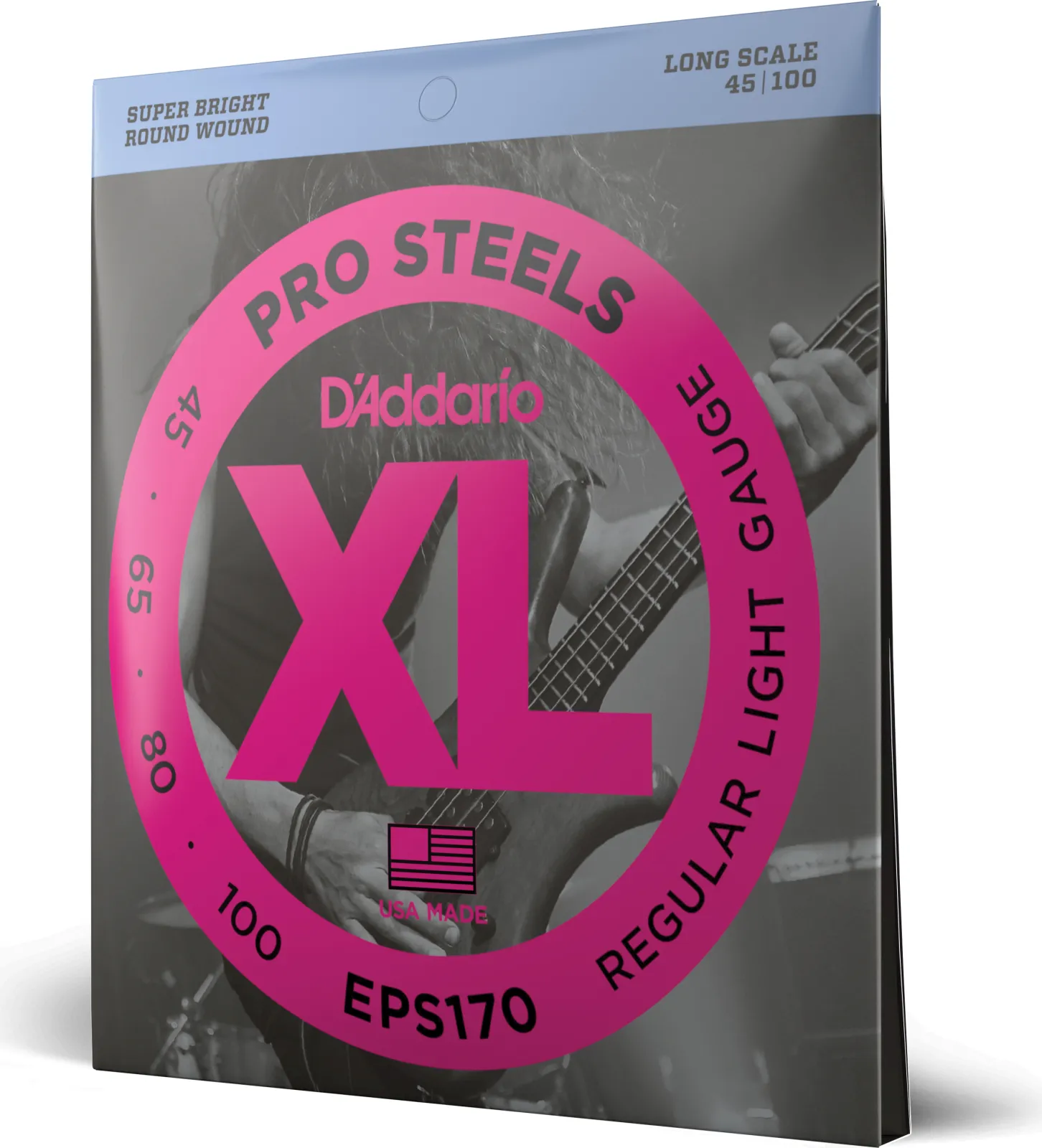Daddario EPS170 ProSteels Bass Guitar Strings Light 45-100 Long Scale