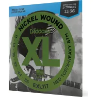 Daddario EXL117 Nickel Wound Electric Guitar Strings Medium Top/Extra-Heavy Bottom 11-56