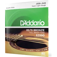 Daddario EZ890 85/15 Bronze Acoustic Guitar Strings Super Light 9-45