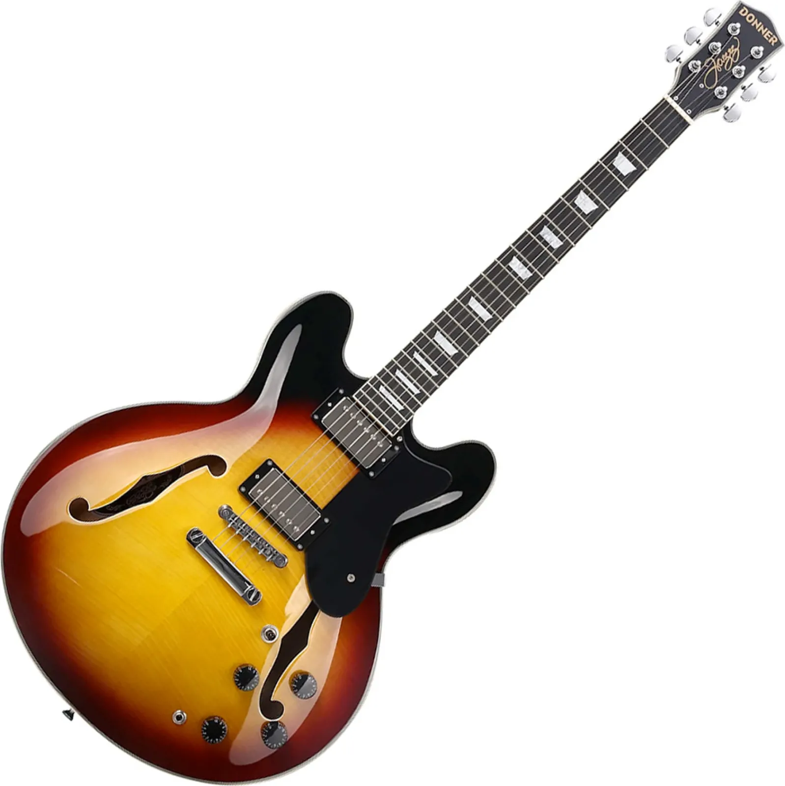 Donner DJP-1000-SB sunburst semi-acoustic guitar