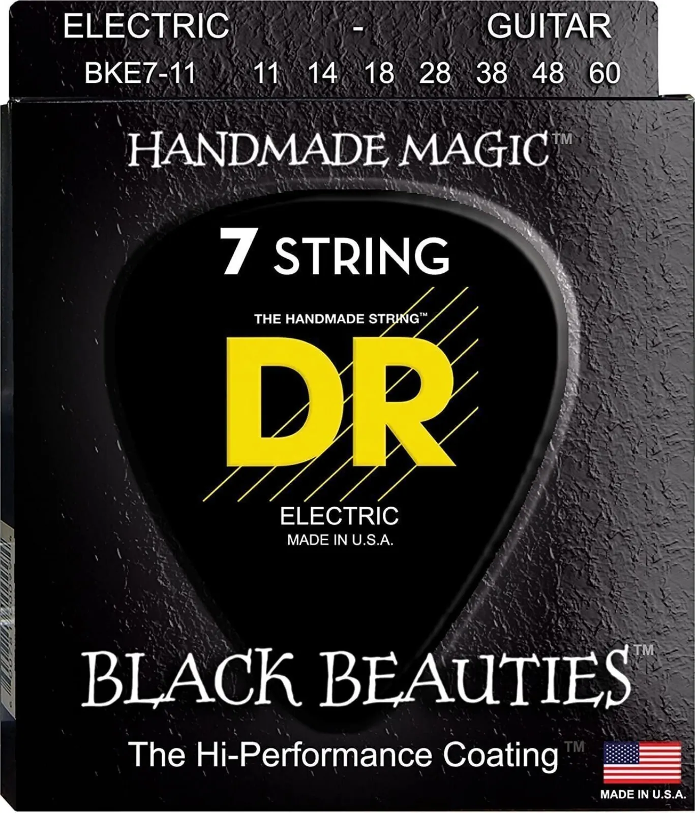 DR Strings Black Beauties BKE7-11 Electric Guitar Strings
