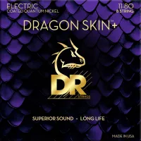 DR Strings Dragon Skin+ Coated 8 string Heavy 11-80 Electric Guitar Strings
