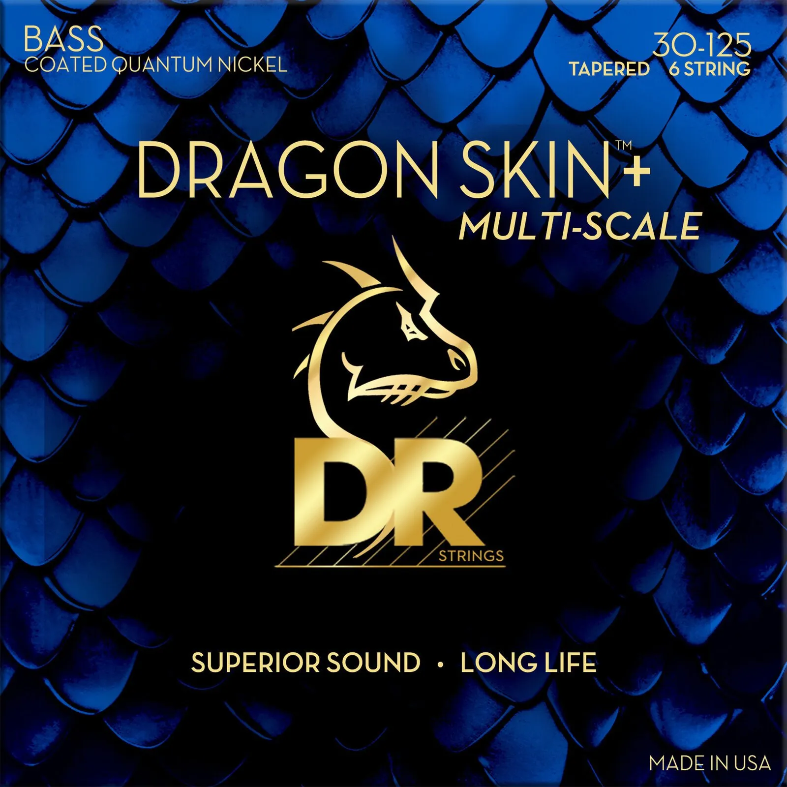 DR Strings Dragon Skin+ Coated Nickel 6-String Medium 30-125 Tapered Multi-Scale