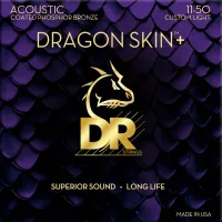 DR Strings Dragon Skin+ Coated Phosphor Bronze Custom Light 11-50 Acoustic Guitar Strings