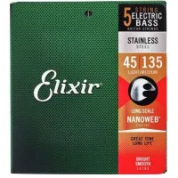 Elixir 14782 NanoWeb Light/Medium 5-String Stainless Steel Bass Guitar String