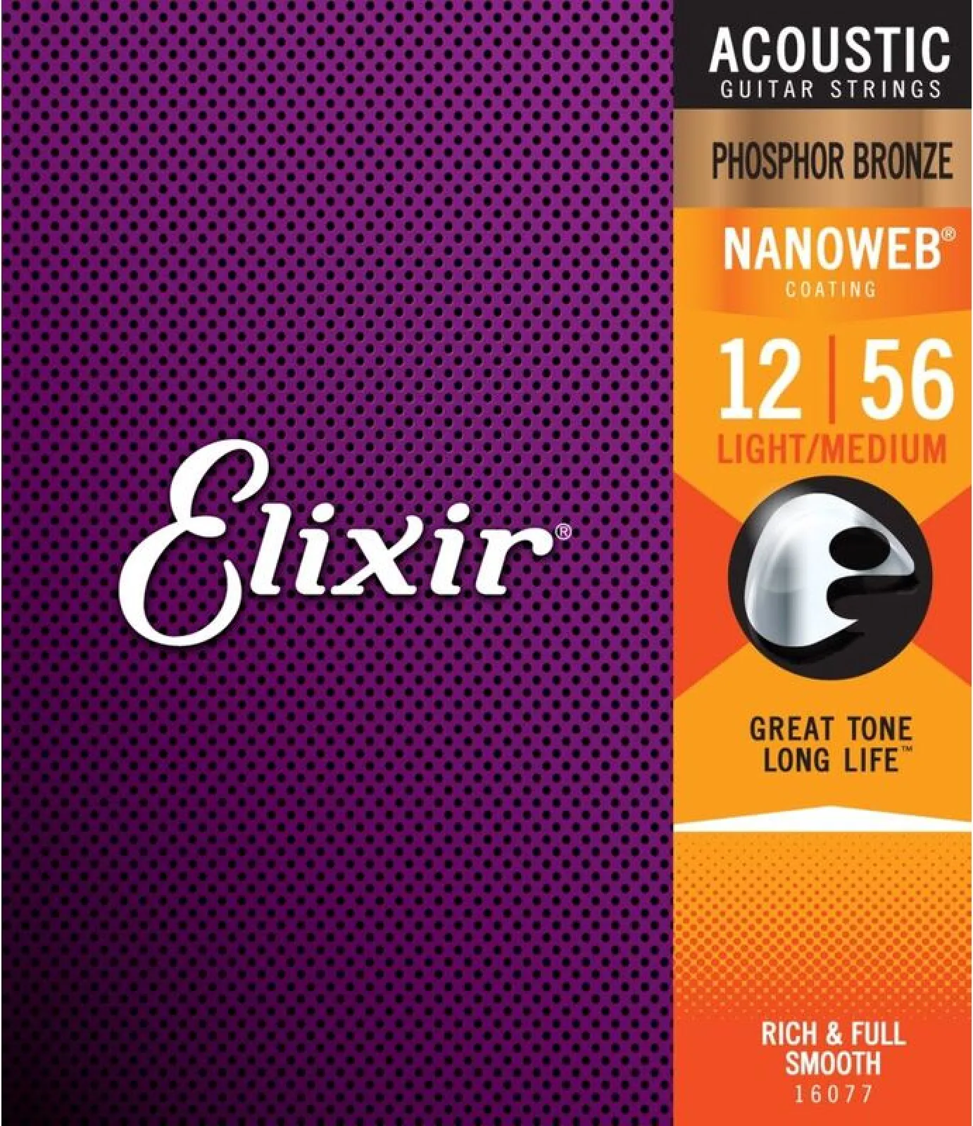 Elixir 16077 NanoWeb foszfor-bronz akusztikus gitárhúr 12-56