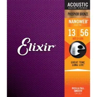 Elixir 16102 NanoWeb Phosphor Bronze Acoustic Guitar Strings 13-56