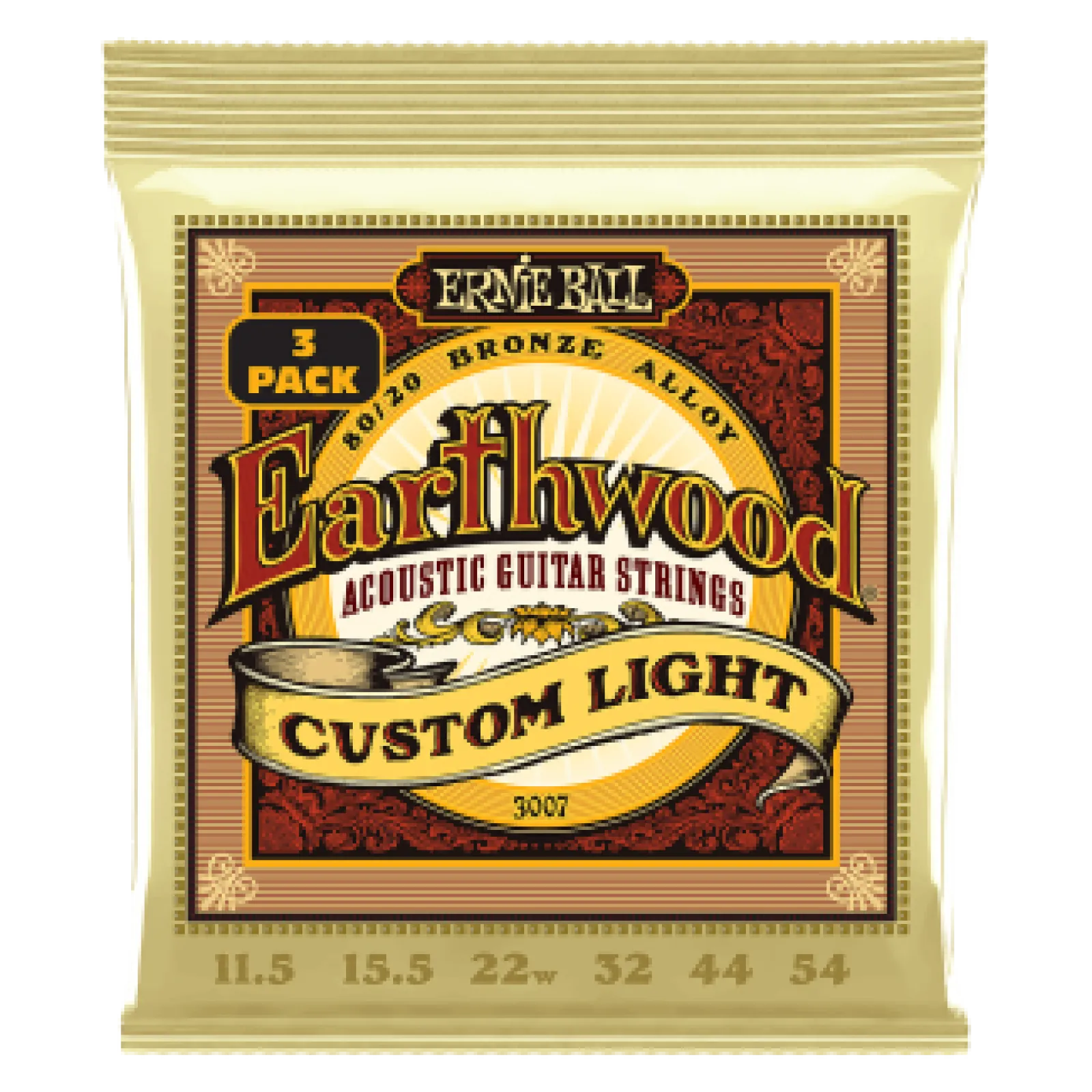 Ernie Ball EARTHWOOD BRONZE Custom LIGHT 11.5-54 3 Pack