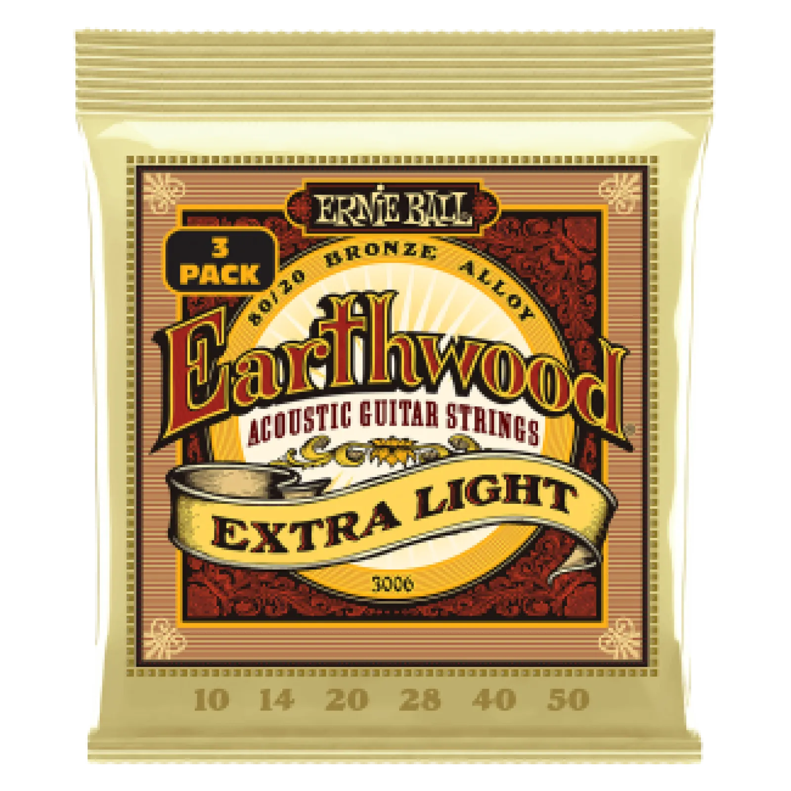 Ernie Ball EARTHWOOD BRONZE EXTRA Light 10-50 3 PACK