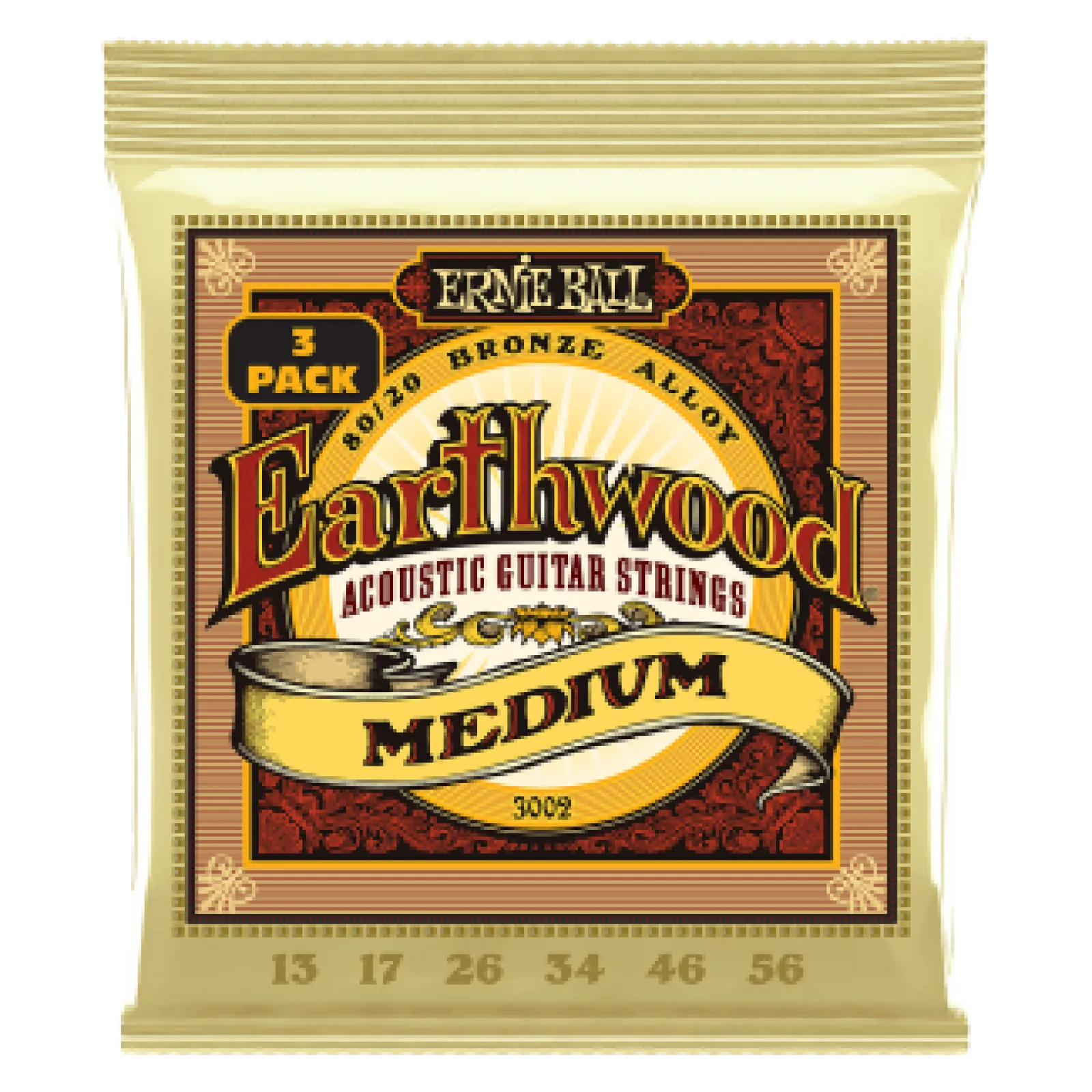 Ernie Ball Earthwood Bronze Medium 13-56 3 Pack