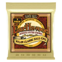 Ernie Ball EARTHWOOD FOLK NYLON CLEAR&GOLD BALL END 3 Pack