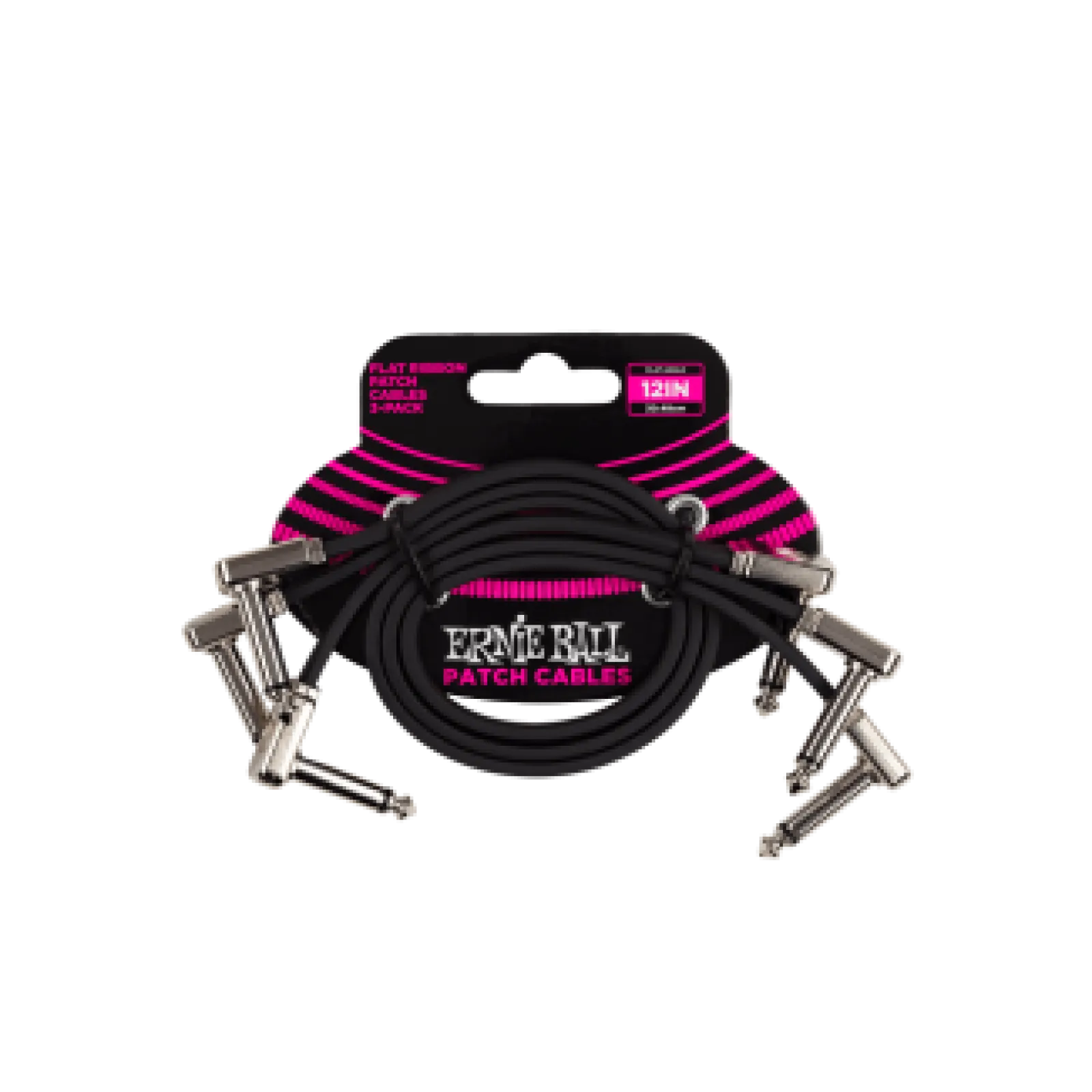 Ernie Ball FLAT RIBBON PATCH CABLE 30 CM 3 PACK Black