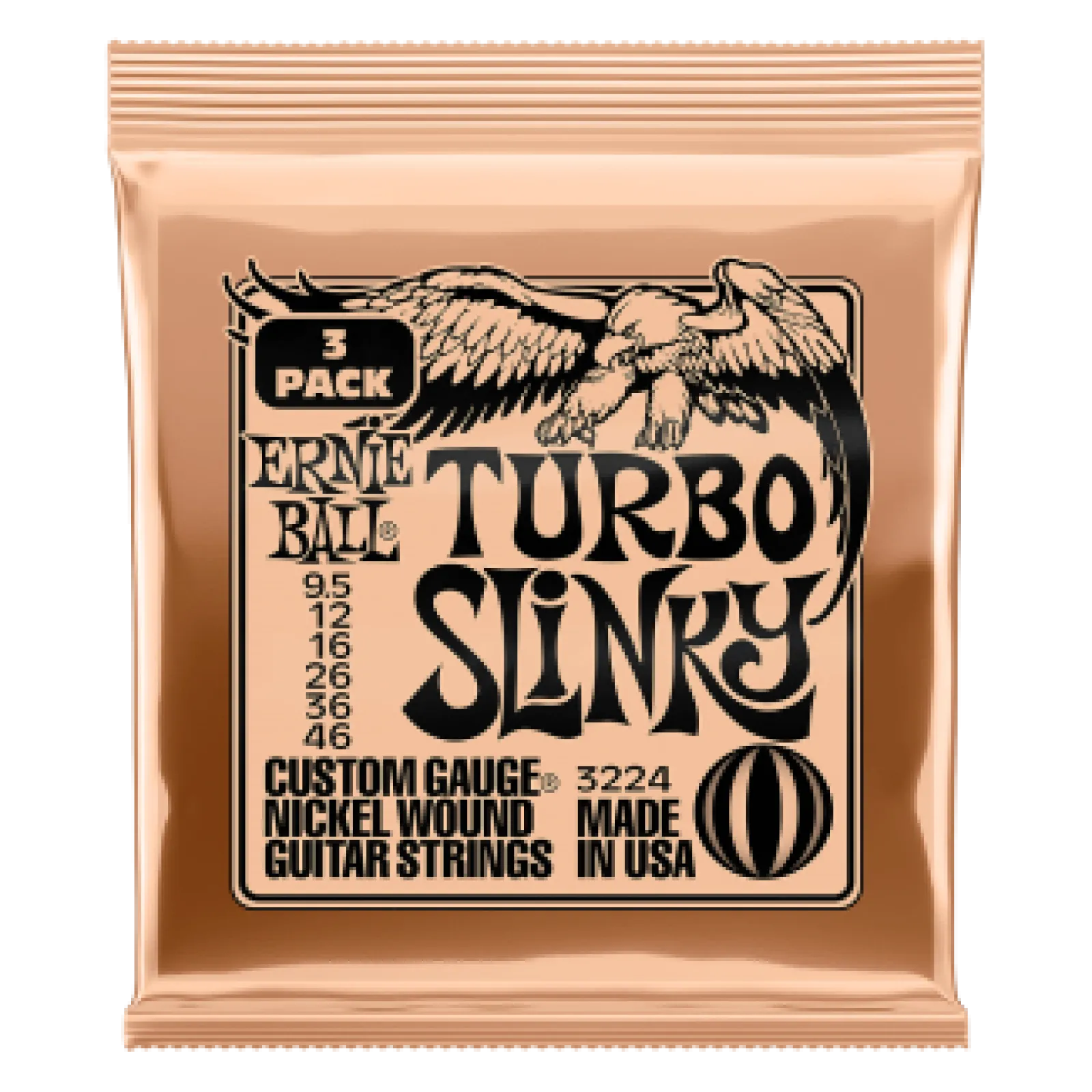 Ernie Ball Nickel Wound Turbo SLINKY 9.5-46 3 Pack