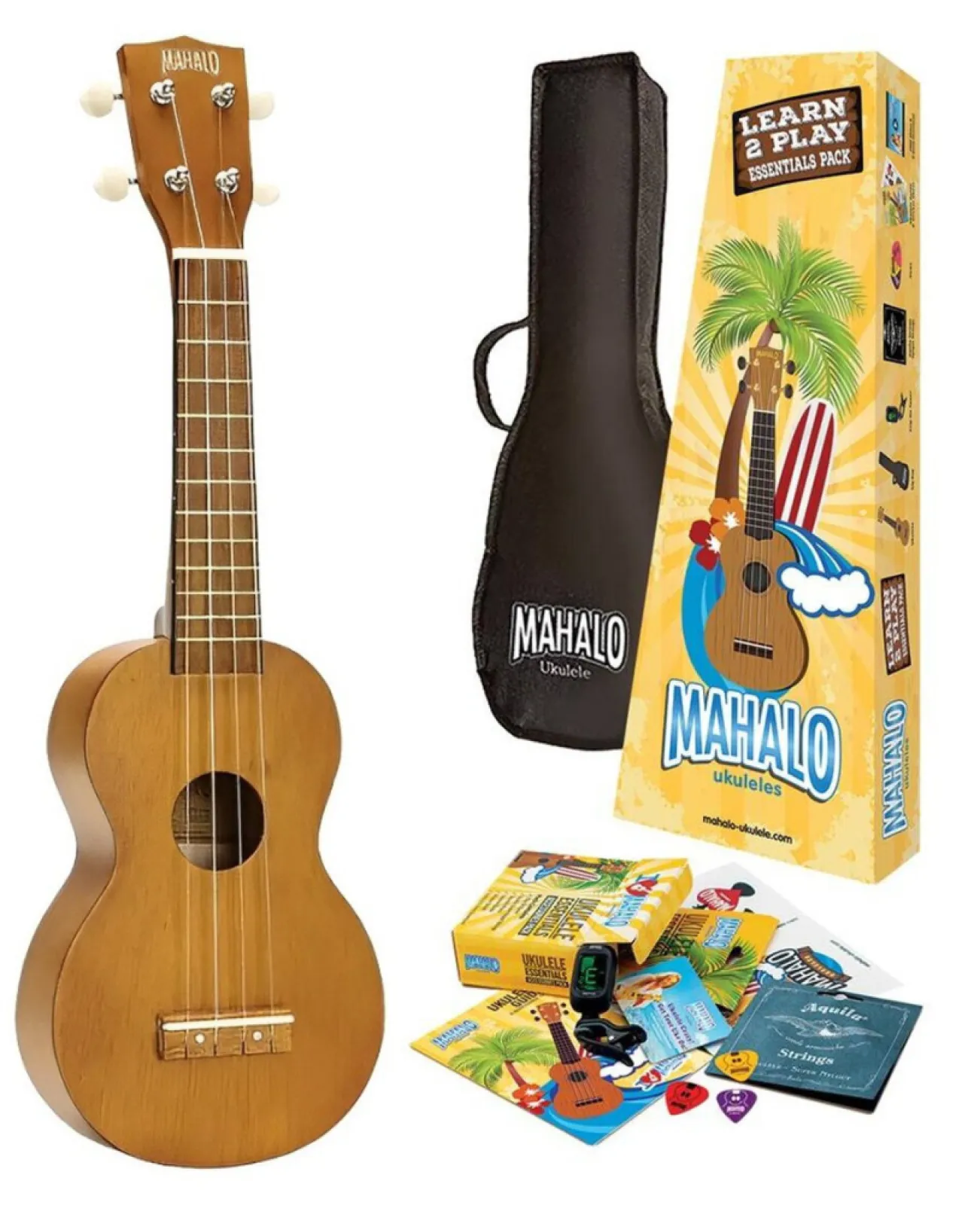 Mahalo MR1 Essential Pack Transparent Brown Soprano Ukulele