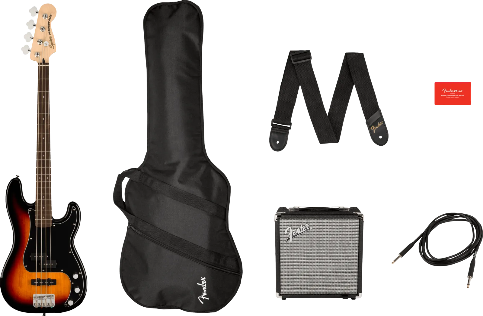 Squier Affinity Precision Bass PJ Pack LRL 3-Color Sunburst Gig Bag Rumble 15 - 230V EU