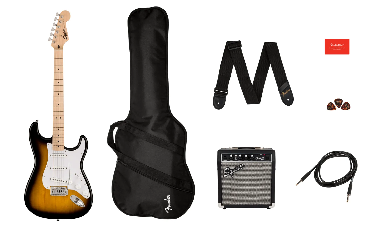 Squier Sonic Stratocaster Pack MN 2-Color Sunburst Gig Bag 10G