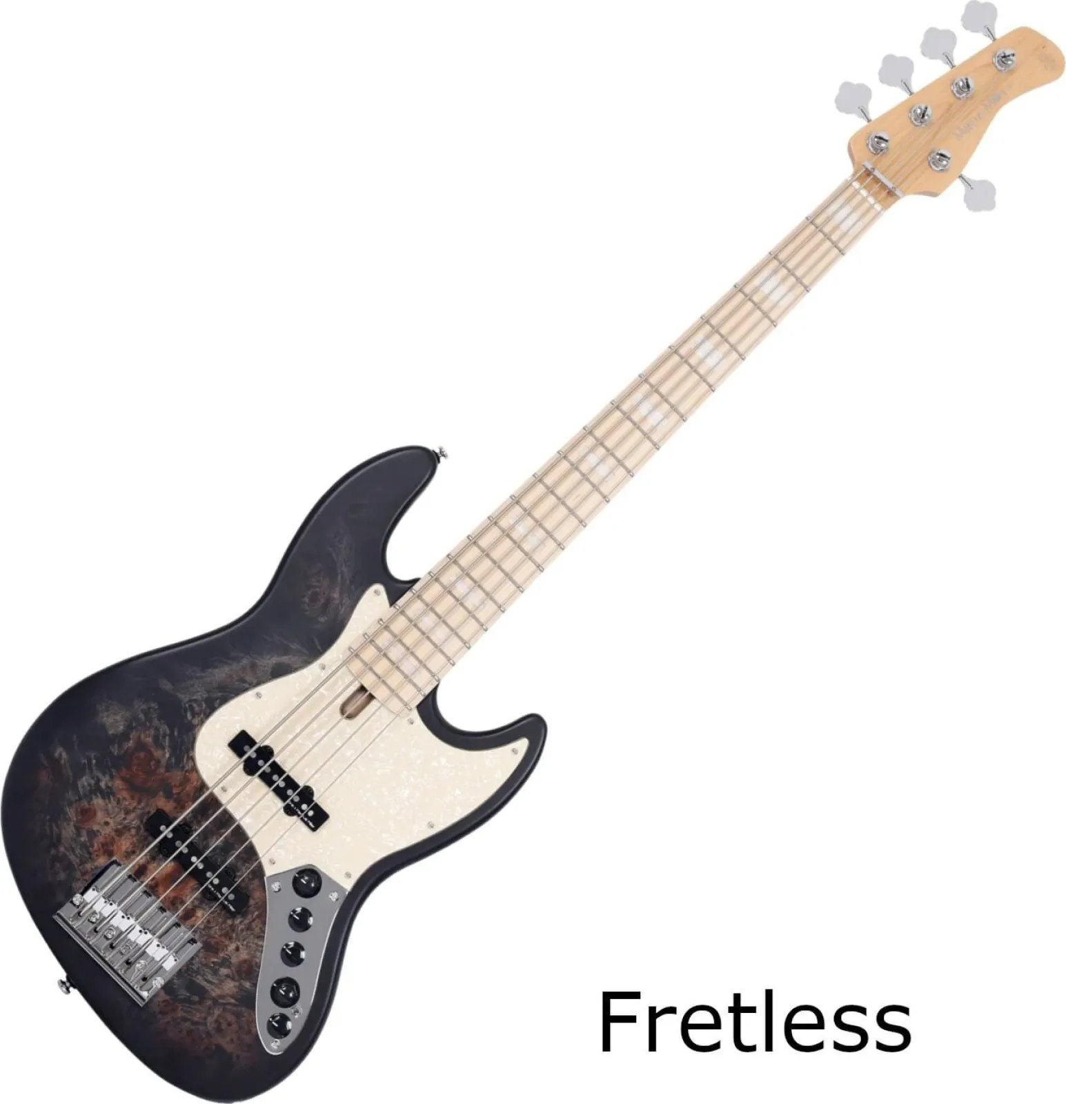Sire Marcus Miller V7 Ash Reissue 5 FL Transparent Black Satin Fretless Bass Guitar