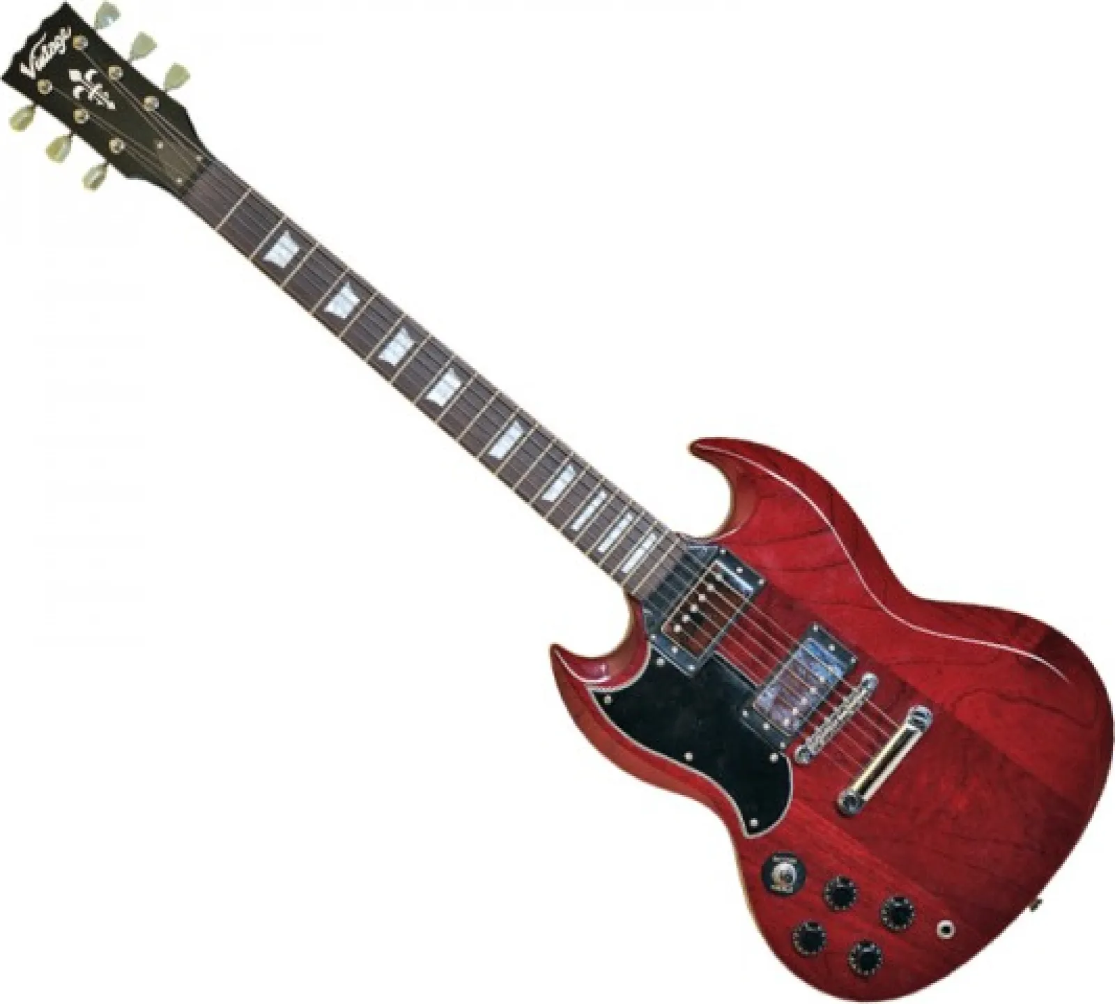 Vintage LVS6 Left-Handed Electric Guitar Cherry Red